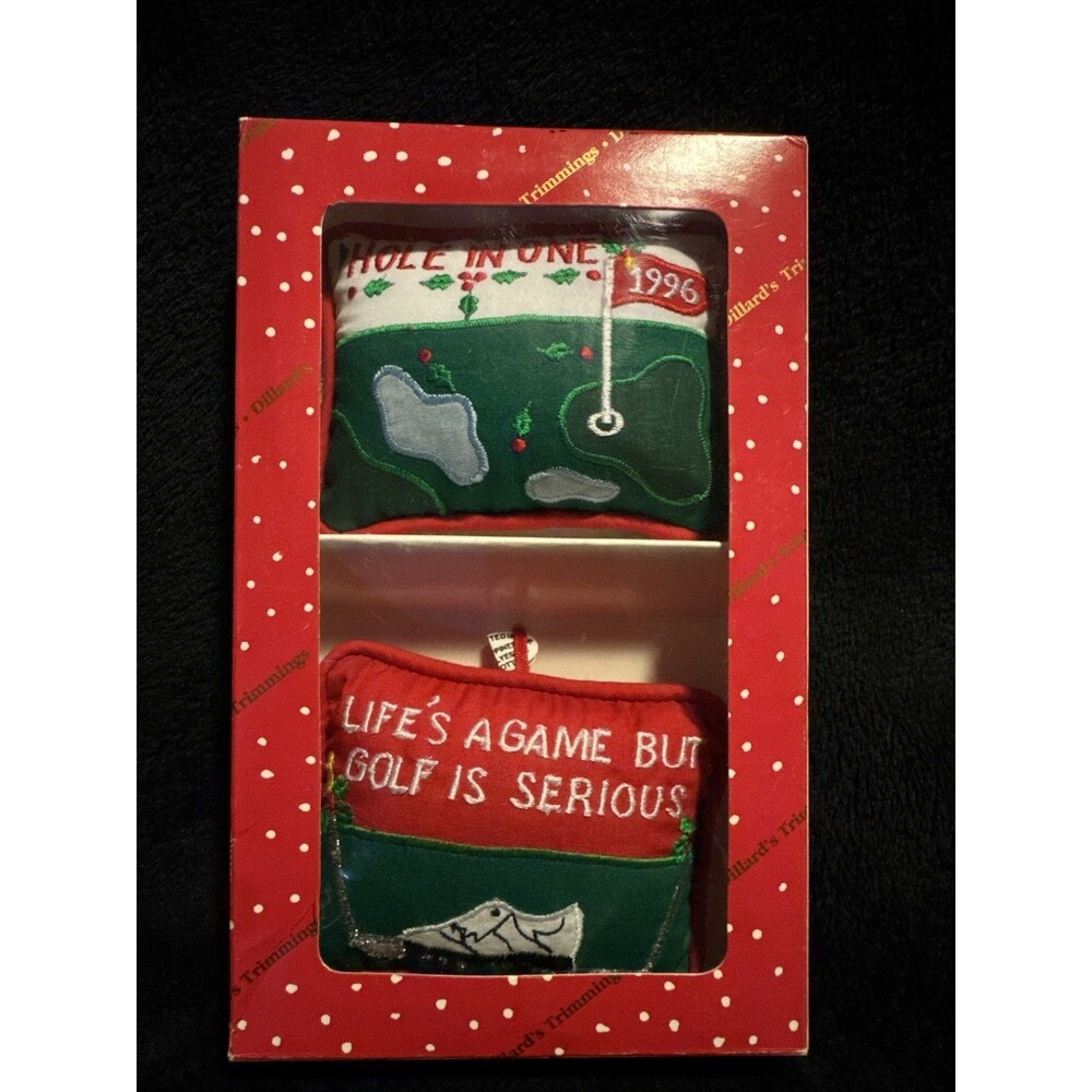 Vintage Dillard's Trimmings 1996 Christmas Ornaments Golf Hole in One